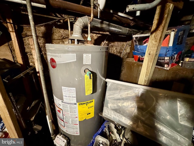 utility room featuring gas water heater