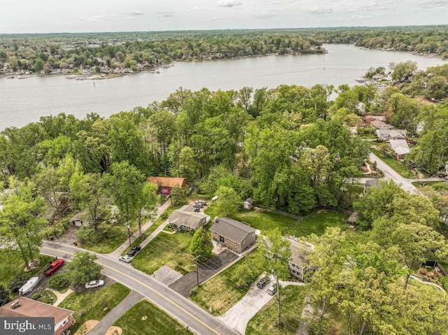 bird's eye view featuring a water view