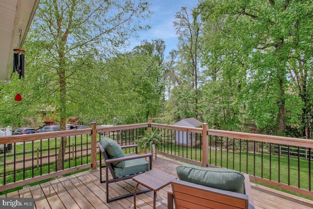 deck with a lawn