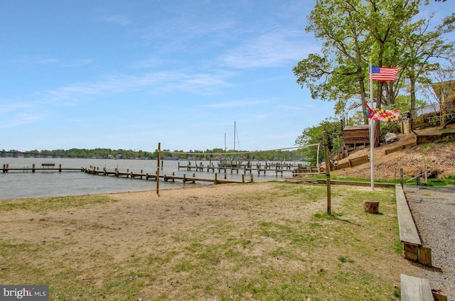 view of dock featuring a water view