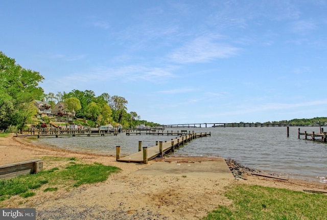 view of dock featuring a water view