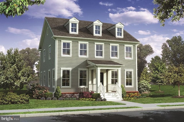 view of front of home featuring a front yard