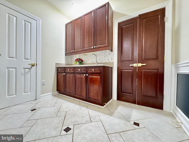 interior space featuring backsplash