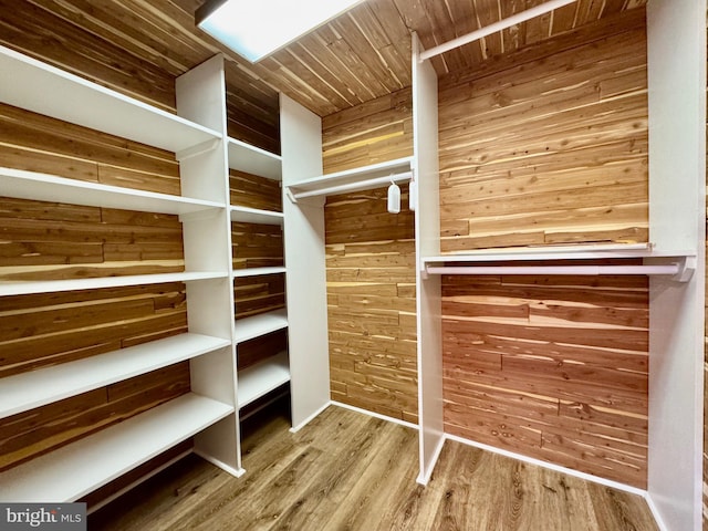 walk in closet featuring wood finished floors