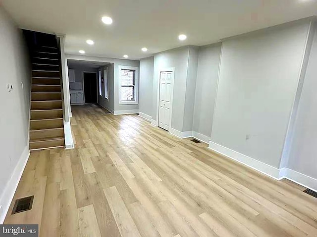 interior space with light hardwood / wood-style flooring