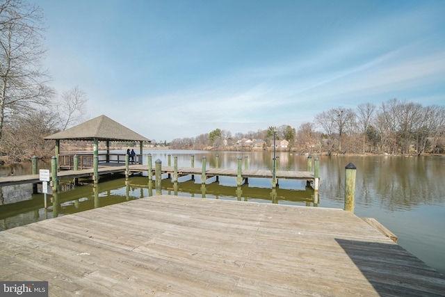 dock area with a water view