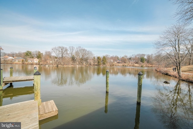 dock area featuring a water view