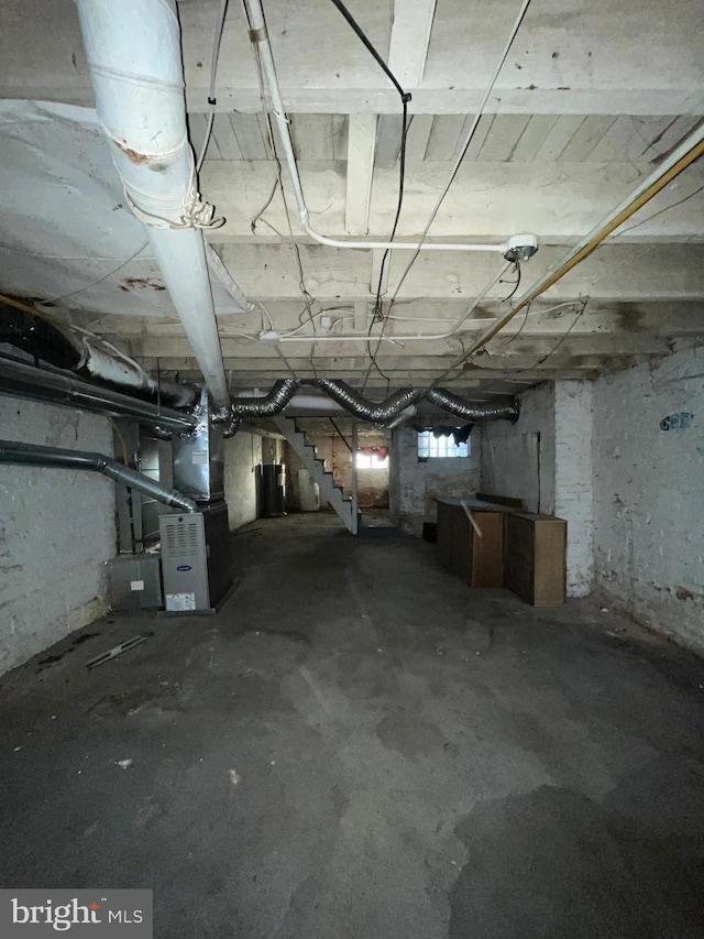 basement with heating unit