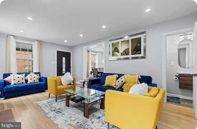 living room featuring light hardwood / wood-style floors