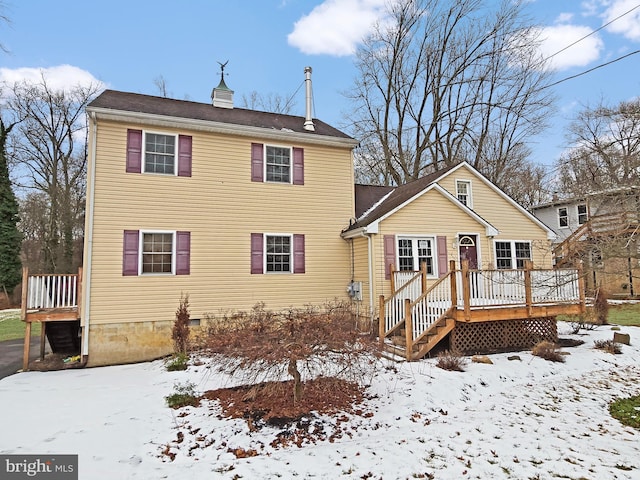 view of front of home with a deck