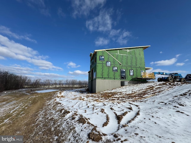 view of snow covered exterior