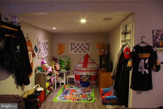 game room featuring wood finished floors