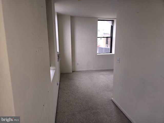 unfurnished room with baseboards and light colored carpet