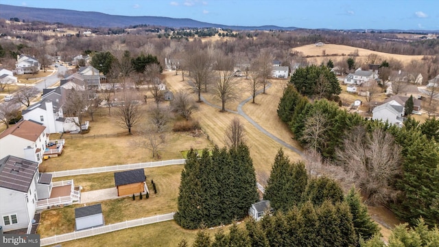 aerial view with a residential view and a mountain view