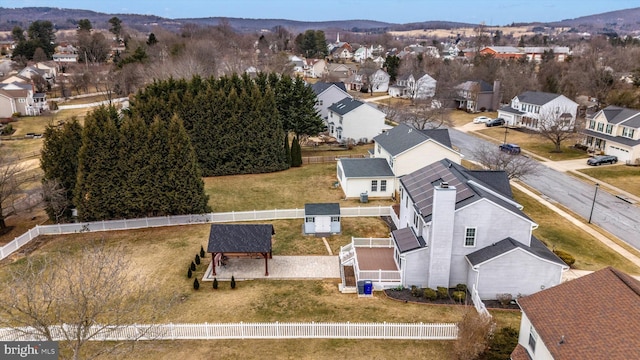 bird's eye view featuring a mountain view and a residential view