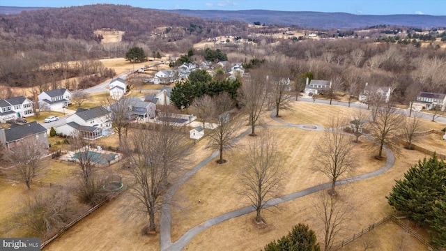 bird's eye view with a residential view and a mountain view