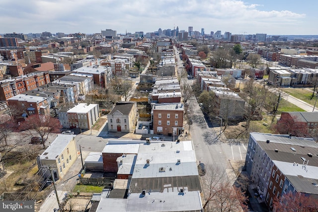 drone / aerial view featuring a city view