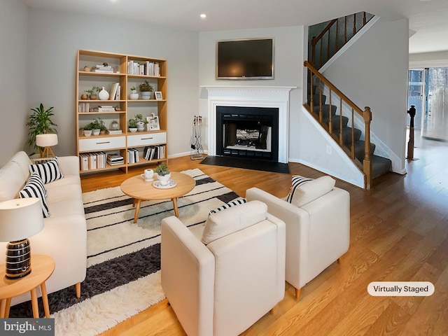 living room with light wood-type flooring