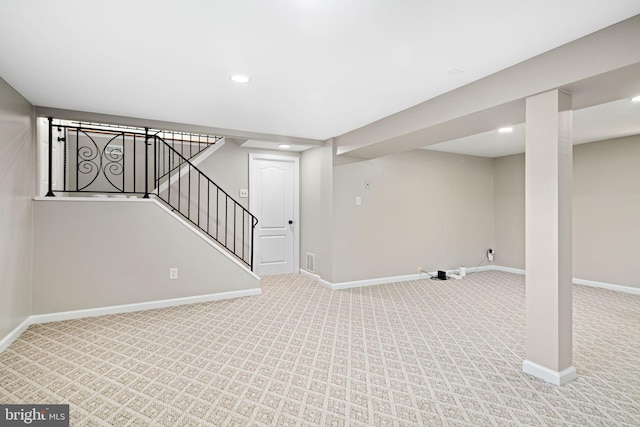 basement featuring carpet floors