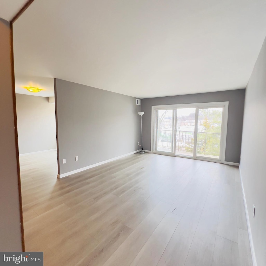 unfurnished living room featuring light hardwood / wood-style floors