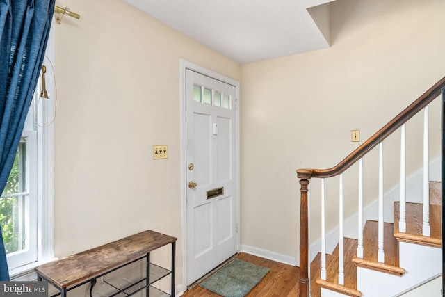 6510 Oakwood Dr, Falls Church, VA 22041 - entrance foyer with stairs, baseboards, and wood finished floors