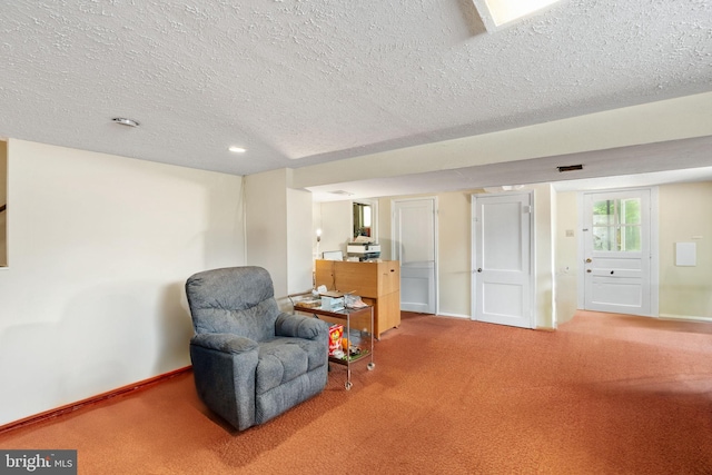 6510 Oakwood Dr, Falls Church, VA 22041 - sitting room featuring a textured ceiling, carpet floors, and baseboards