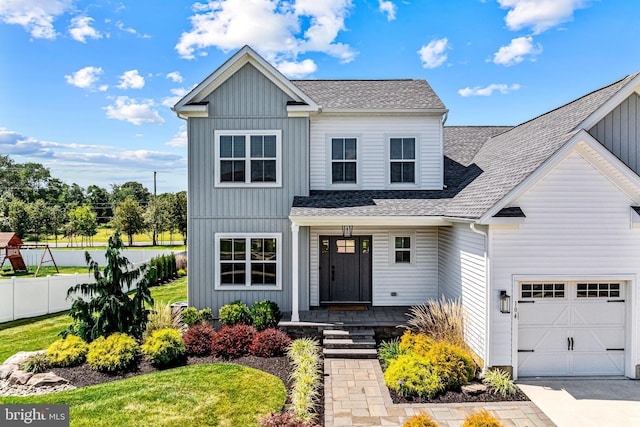 view of front of home with a front yard