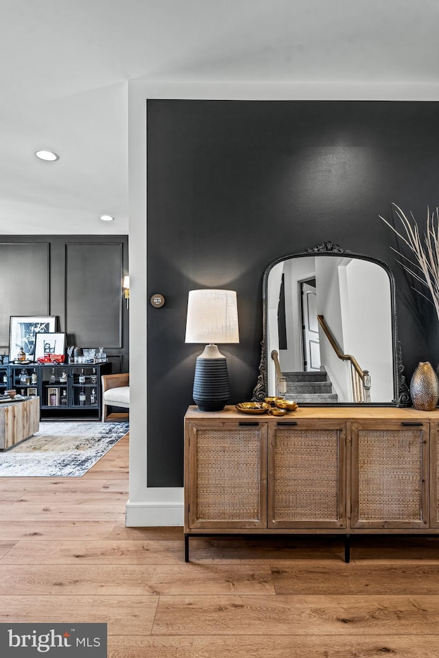 bedroom with light hardwood / wood-style flooring