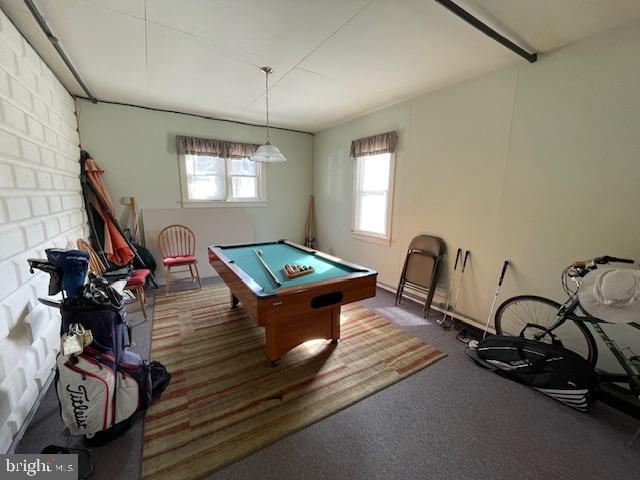 recreation room with billiards