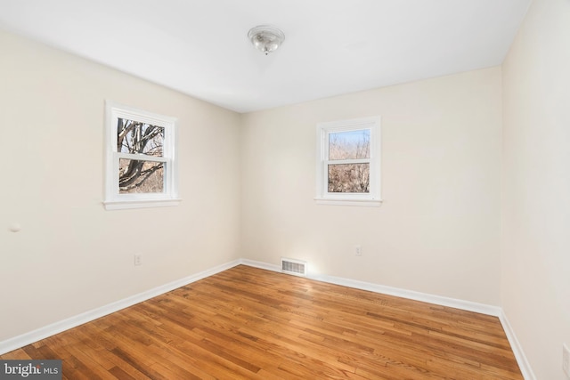 empty room featuring plenty of natural light and wood-type flooring