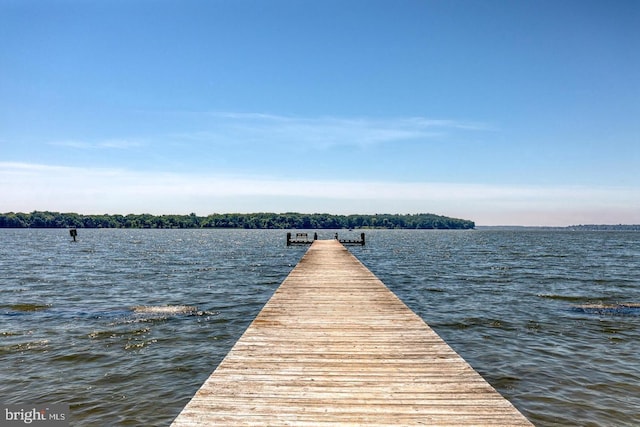 dock area featuring a water view