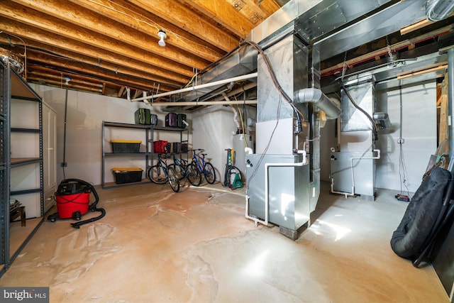 basement with gas water heater