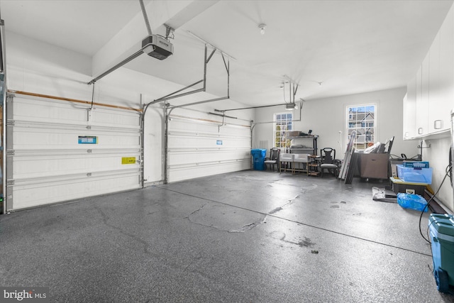 garage with a garage door opener