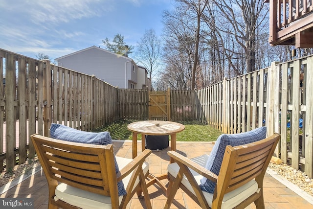 view of patio featuring a fenced backyard