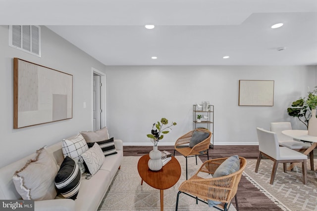 living room featuring wood-type flooring