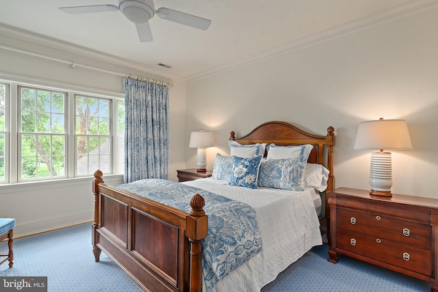 1556 Widows Mite Rd, Edgewater, MD 21037 - carpeted bedroom with crown molding and ceiling fan