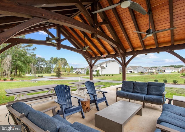 32241 Ivory Gull Way, Millsboro, DE 19966 - view of patio featuring a ceiling fan, an outdoor hangout area, and a residential view