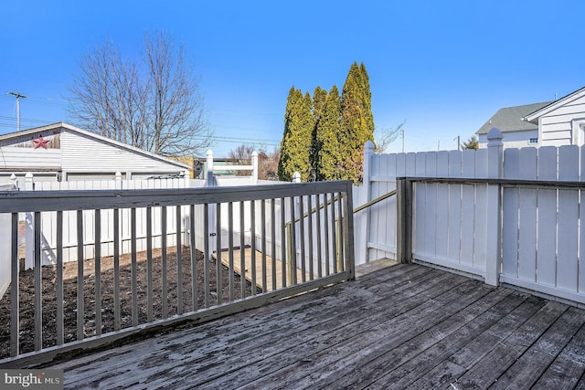 deck featuring a fenced backyard