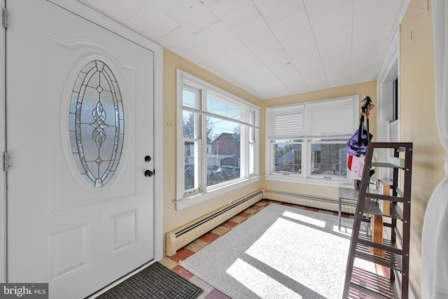 foyer with a baseboard radiator