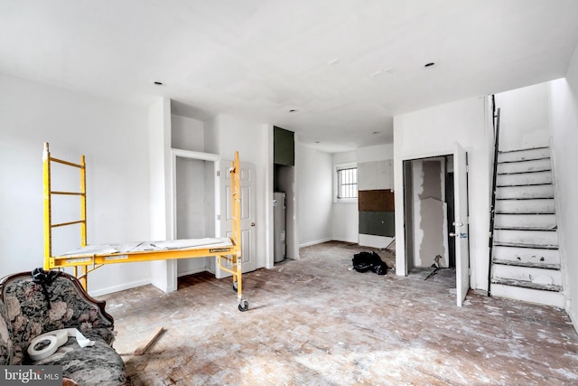 living room featuring electric water heater