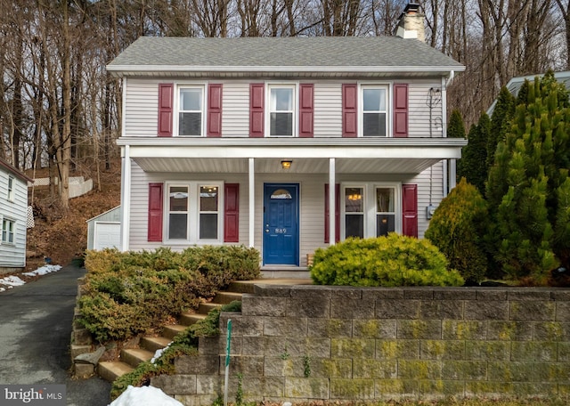 view of front facade featuring covered porch