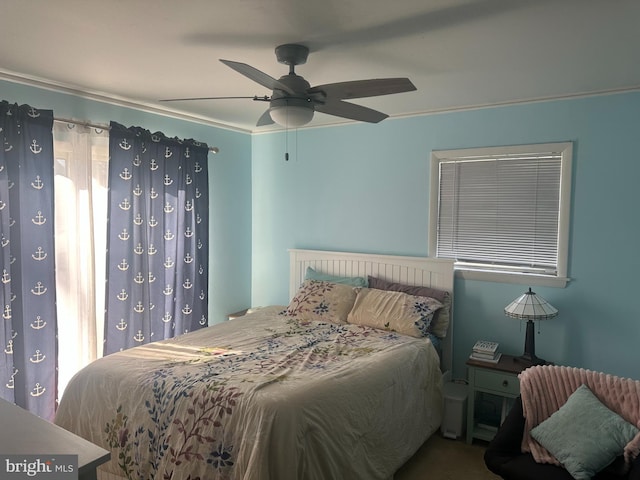 bedroom featuring ceiling fan