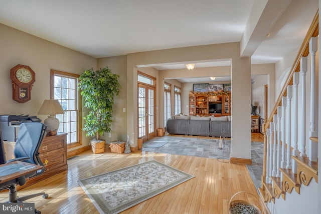 interior space with light hardwood / wood-style floors