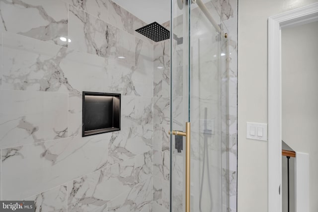 details with a marble finish shower