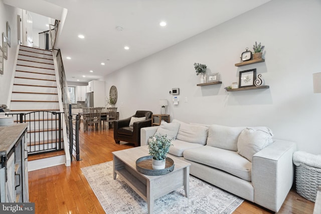 living room featuring light wood-type flooring