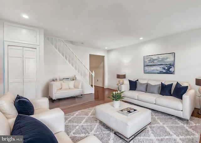 living room with wood-type flooring