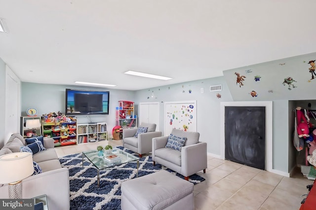 view of tiled living room