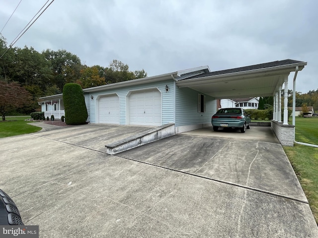 garage with a carport