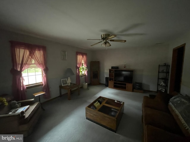 living room with ceiling fan