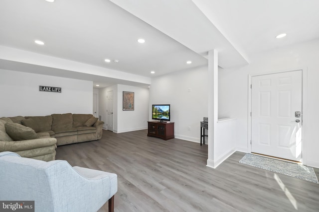 living room featuring light hardwood / wood-style flooring